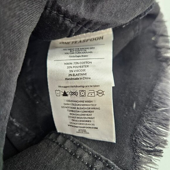 New One Teaspoon Denim Mini Skirt Girls 7-8 Black Punk 2020 Stretch HW - Picture 4 of 5